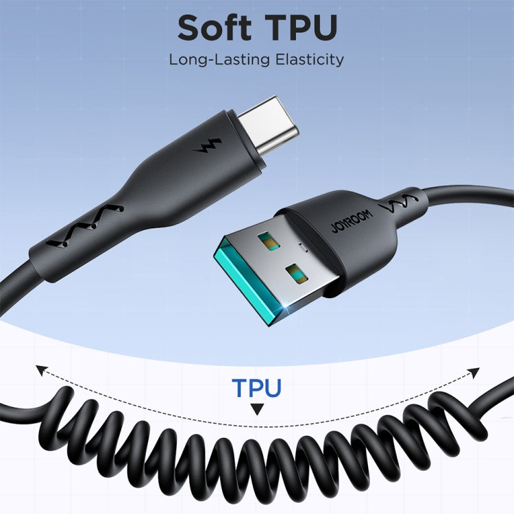 JOYROOM SA38-AC3 3A USB to USB-C / Type-C Coiled Fast Charging Data Cable, Length:1.5m(Black) - USB-C & Type-C Cable by PMC TechLife | Online Shopping South Africa | PMC TechLife