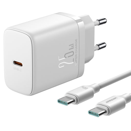 JOYROOM JR-TCF11 25W USB-C / Type-C Port Fast Charger with Cable Set, EU Plug(White) - USB Charger by JOYROOM | Online Shopping South Africa | PMC Jewellery