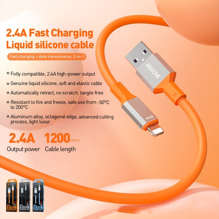 WK WDC-17 2.4A USB to 8 Pin Silicone Data Cable, Length: 1.2m(Blue) - free shipping - PMC TechLife - Order now!