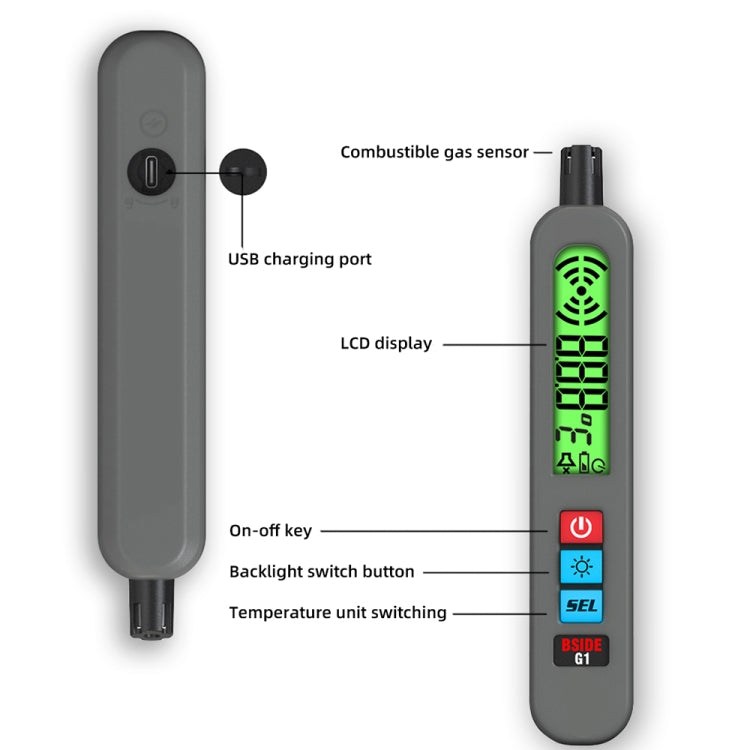 BSIDE G1 Portable Rechargeable Combustible Gas Detector - free shipping - PMC TechLife - Order now!