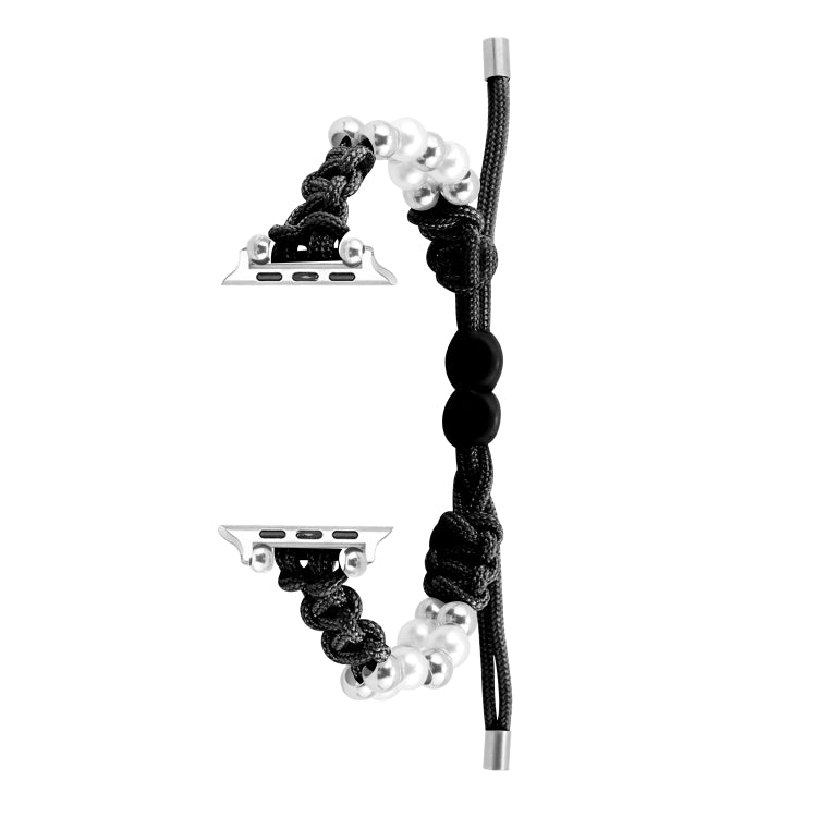 For Apple Watch Ultra 2 49mm Paracord Row Beads Drawstring Braided Watch Band(Black) - Watch Bands by PMC TechLife | Online Shopping South Africa | PMC TechLife