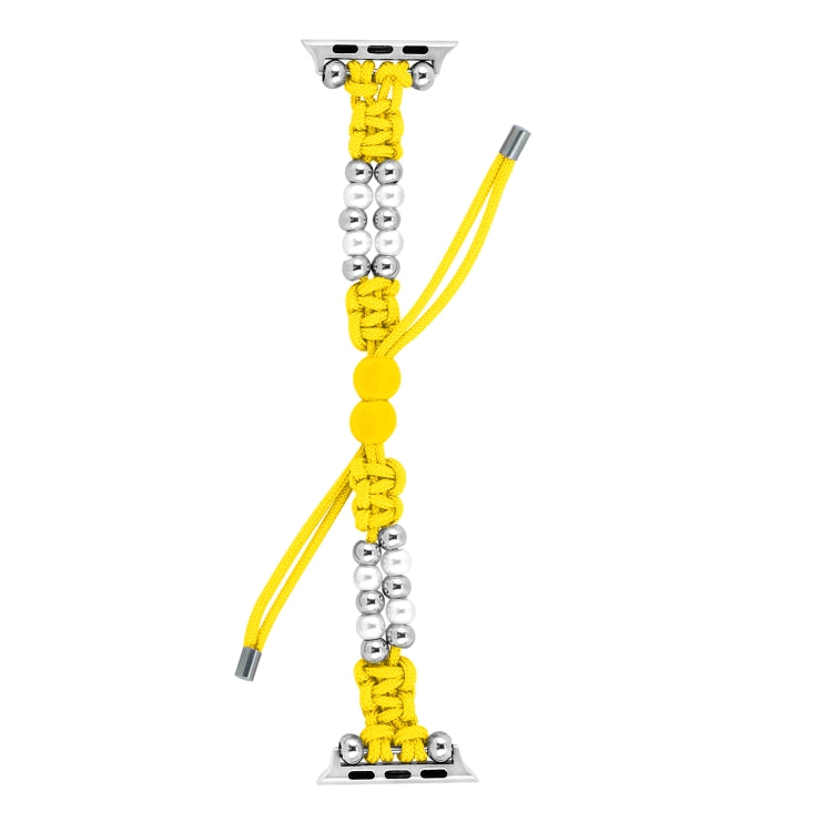 For Apple Watch SE 40mm Paracord Row Beads Drawstring Braided Watch Band(Yellow) - free shipping - PMC TechLife - Order now!