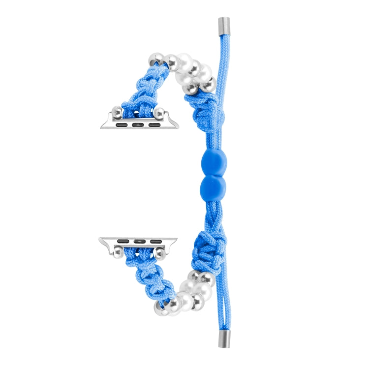 For Apple Watch SE 40mm Paracord Row Beads Drawstring Braided Watch Band(Blue) - free shipping - PMC TechLife - Order now!