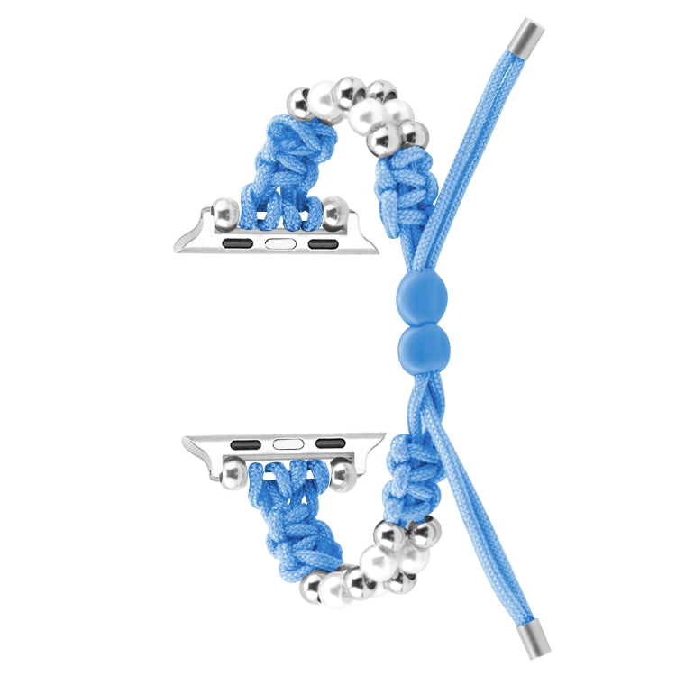 For Apple Watch SE 40mm Paracord Row Beads Drawstring Braided Watch Band(Blue) - free shipping - PMC TechLife - Order now!