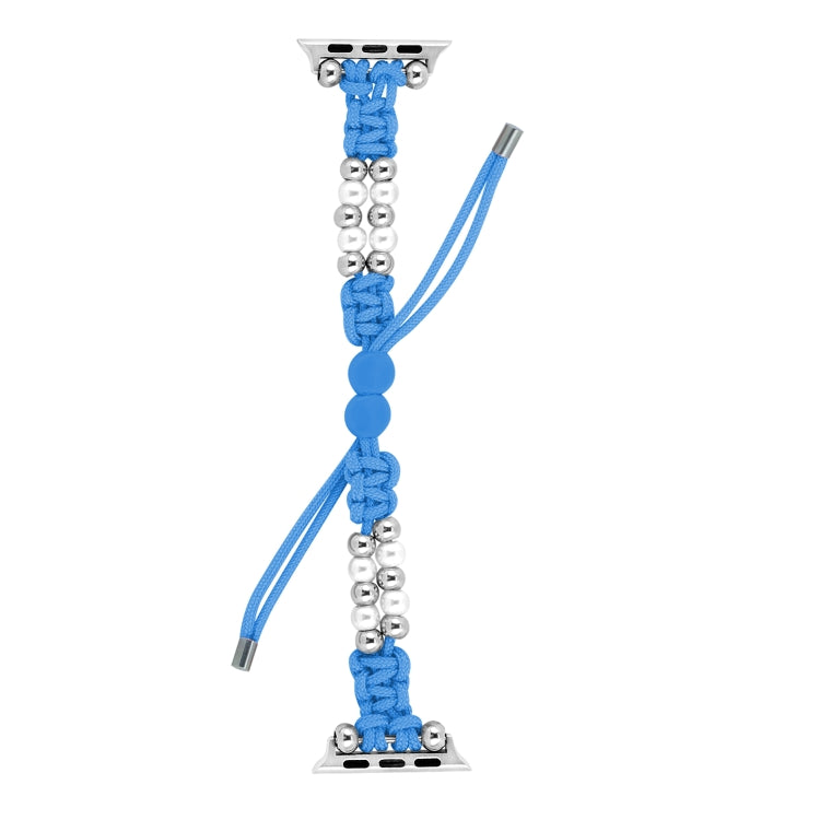 For Apple Watch SE 40mm Paracord Row Beads Drawstring Braided Watch Band(Blue) - free shipping - PMC TechLife - Order now!