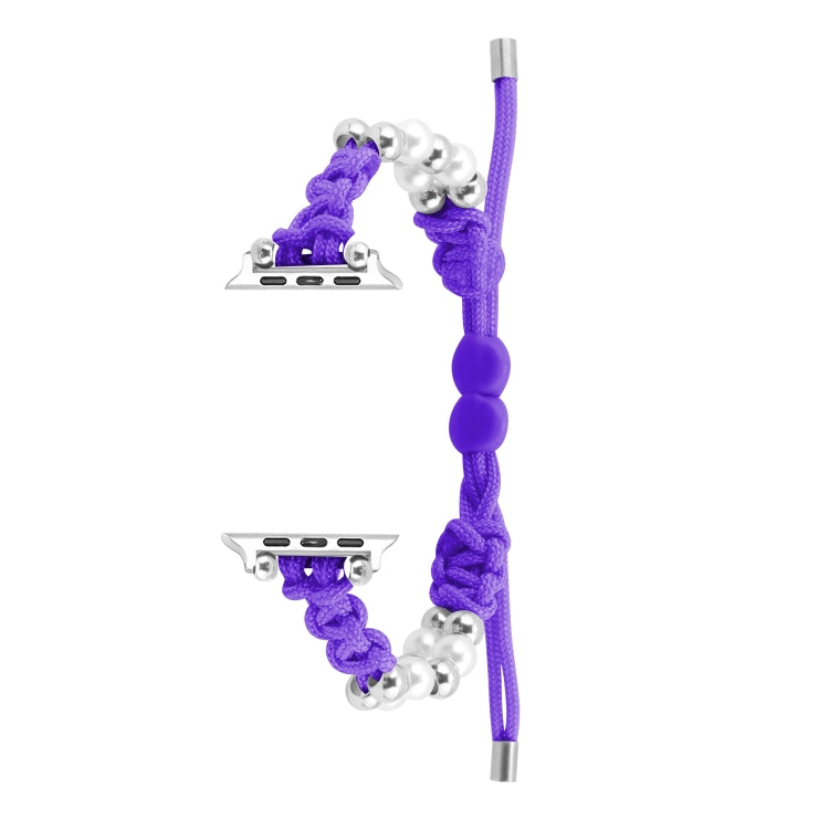 For Apple Watch SE 40mm Paracord Row Beads Drawstring Braided Watch Band(Purple) - Watch Bands by PMC TechLife | Online Shopping South Africa | PMC TechLife