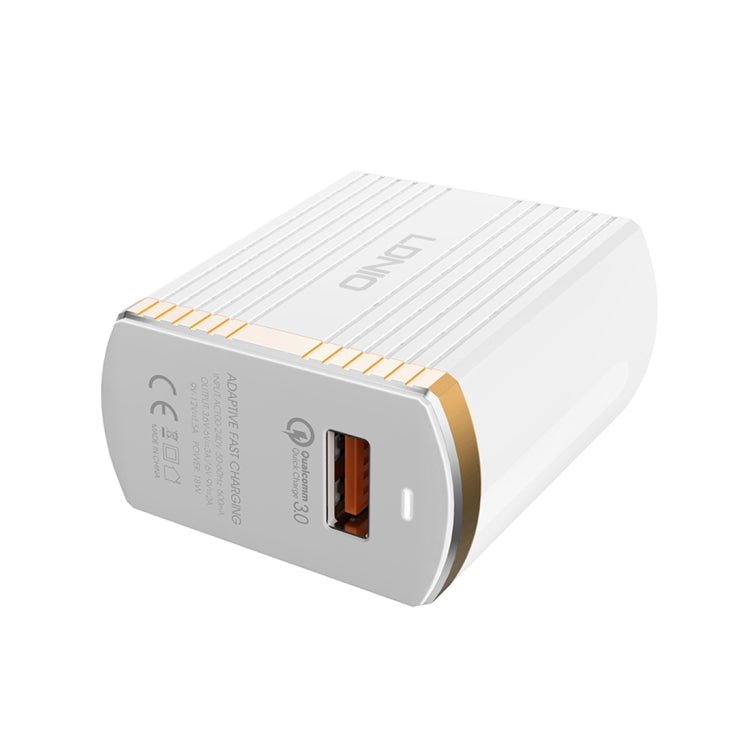 LDNIO A1302Q 2 in 1 18W QC3.0 USB Interface Grid Shape Travel Charger Mobile Phone Charger with Micro USB Data Cable, UK Plug - USB Charger by LDNIO | Online Shopping South Africa | PMC TechLife | Buy Now Pay Later Mobicred