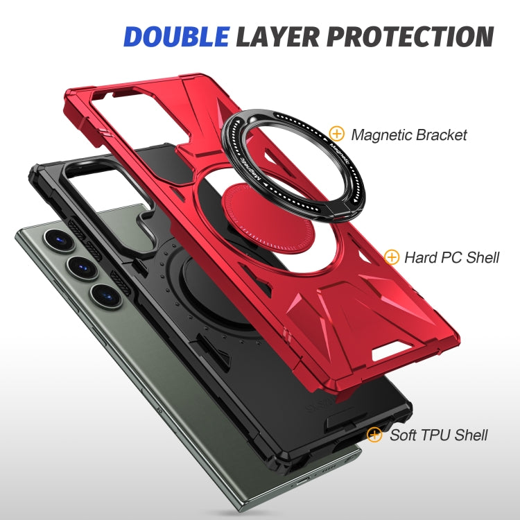 For Samsung Galaxy S23+ 5G MagSafe Magnetic Shockproof Phone Case with Ring Holder(Red) - Galaxy S23+ 5G Cases by PMC TechLife | Online Shopping South Africa | PMC TechLife