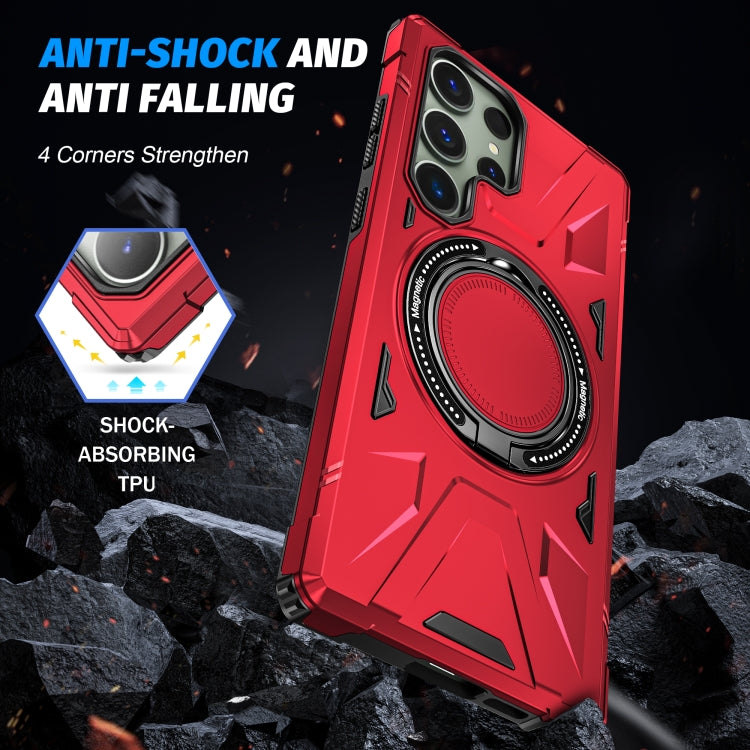 For Samsung Galaxy S23+ 5G MagSafe Magnetic Shockproof Phone Case with Ring Holder(Red) - Galaxy S23+ 5G Cases by PMC TechLife | Online Shopping South Africa | PMC TechLife
