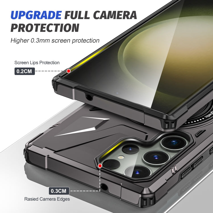For Samsung Galaxy S23+ 5G MagSafe Magnetic Shockproof Phone Case with Ring Holder(Dark Grey) - Galaxy S23+ 5G Cases by PMC TechLife | Online Shopping South Africa | PMC TechLife