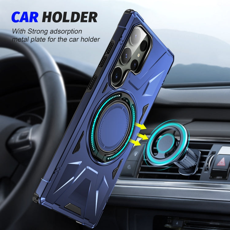 For Samsung Galaxy S23 Ultra 5G MagSafe Magnetic Shockproof Phone Case with Ring Holder(Navy Blue) - Galaxy S23 Ultra 5G Cases by PMC TechLife | Online Shopping South Africa | PMC TechLife