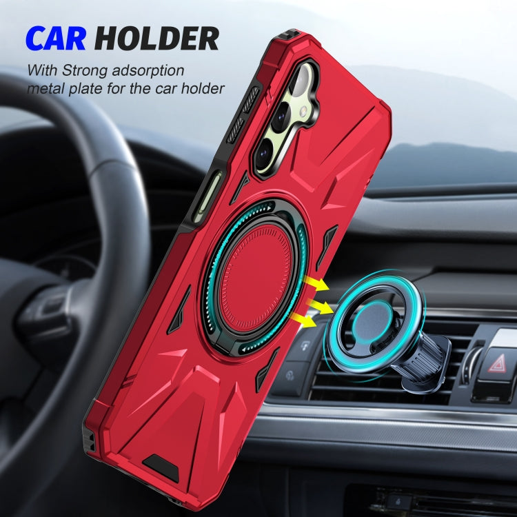 For Samsung Galaxy A14 4G/5G MagSafe Magnetic Shockproof Phone Case with Ring Holder(Red) - Galaxy Phone Cases by PMC TechLife | Online Shopping South Africa | PMC TechLife