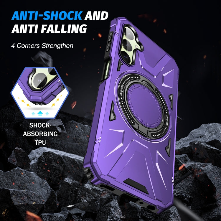 For Samsung Galaxy A24 5G MagSafe Magnetic Shockproof Phone Case with Ring Holder(Purple) - Galaxy Phone Cases by PMC Jewellery | Online Shopping South Africa | PMC Jewellery