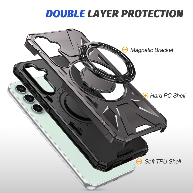 For Samsung Galaxy A15 MagSafe Magnetic Shockproof Phone Case with Ring Holder(Dark Grey) - Galaxy Phone Cases by PMC TechLife | Online Shopping South Africa | PMC TechLife