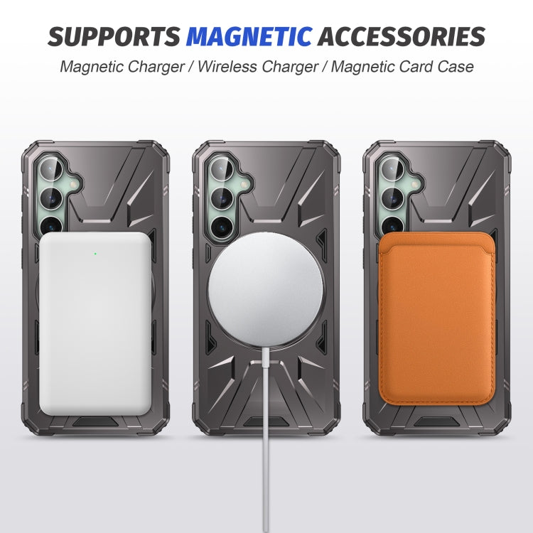 For Samsung Galaxy A15 MagSafe Magnetic Shockproof Phone Case with Ring Holder(Dark Grey) - Galaxy Phone Cases by PMC TechLife | Online Shopping South Africa | PMC TechLife