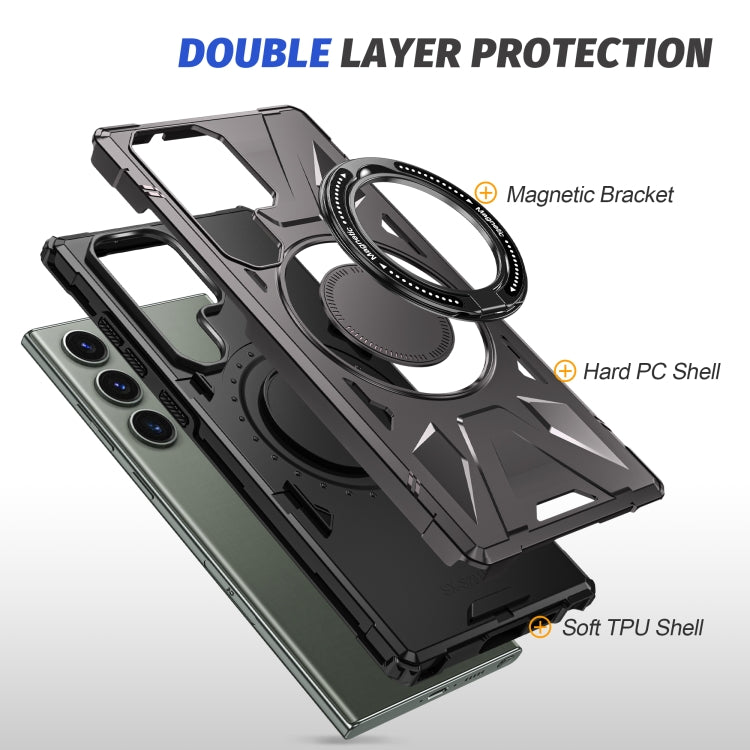 For Samsung Galaxy S24+ 5G MagSafe Magnetic Shockproof Phone Case with Ring Holder(Dark Grey) - Galaxy S24+ 5G Cases by PMC TechLife | Online Shopping South Africa | PMC TechLife