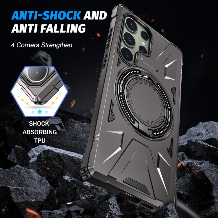For Samsung Galaxy S24+ 5G MagSafe Magnetic Shockproof Phone Case with Ring Holder(Dark Grey) - Galaxy S24+ 5G Cases by PMC TechLife | Online Shopping South Africa | PMC TechLife