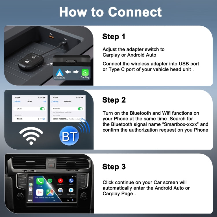 THT-020-9 USB + USB-C / Type-C Wired to Wireless Carplay / Android Auto Adapter(Black) - Bluetooth Adapters by PMC TechLife | Online Shopping South Africa | PMC TechLife | Buy Now Pay Later Mobicred