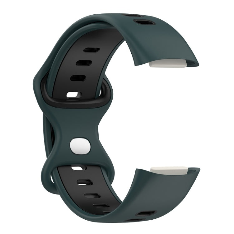 For Fitbit Charge 6 Two Color Silicone Watch Band(Olive Green Black) - Watch Bands by PMC TechLife | Online Shopping South Africa | PMC TechLife