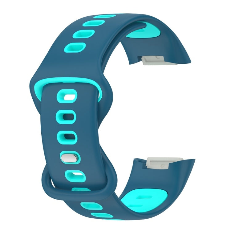 For Fitbit Charge 6 Two Color Silicone Watch Band(Blue Teal) - Watch Bands by PMC TechLife | Online Shopping South Africa | PMC TechLife