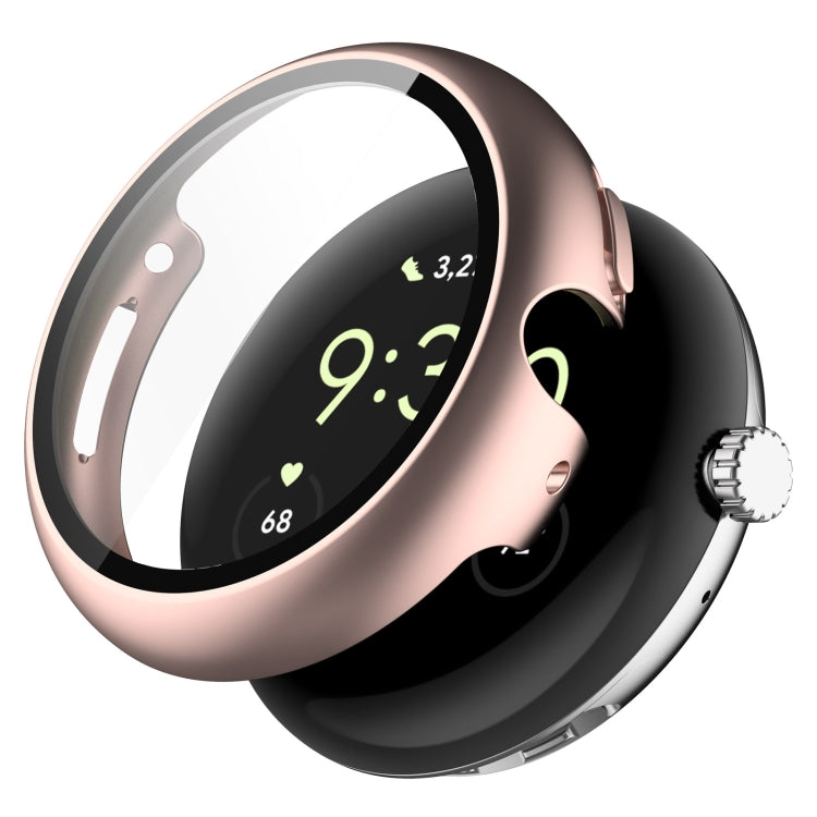 For Google Pixel Watch 2 PC + Tempered Film Integrated Watch Protective Case(Rose Gold) - Watch Cases by PMC TechLife | Online Shopping South Africa | PMC TechLife