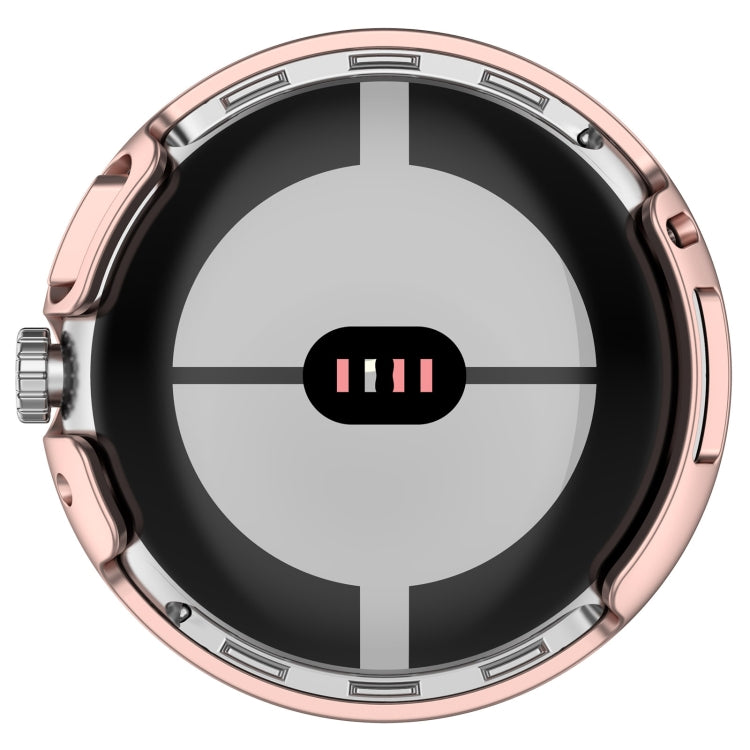For Google Pixel Watch 2 PC + Tempered Film Integrated Watch Protective Case(Rose Gold) - Watch Cases by PMC TechLife | Online Shopping South Africa | PMC TechLife