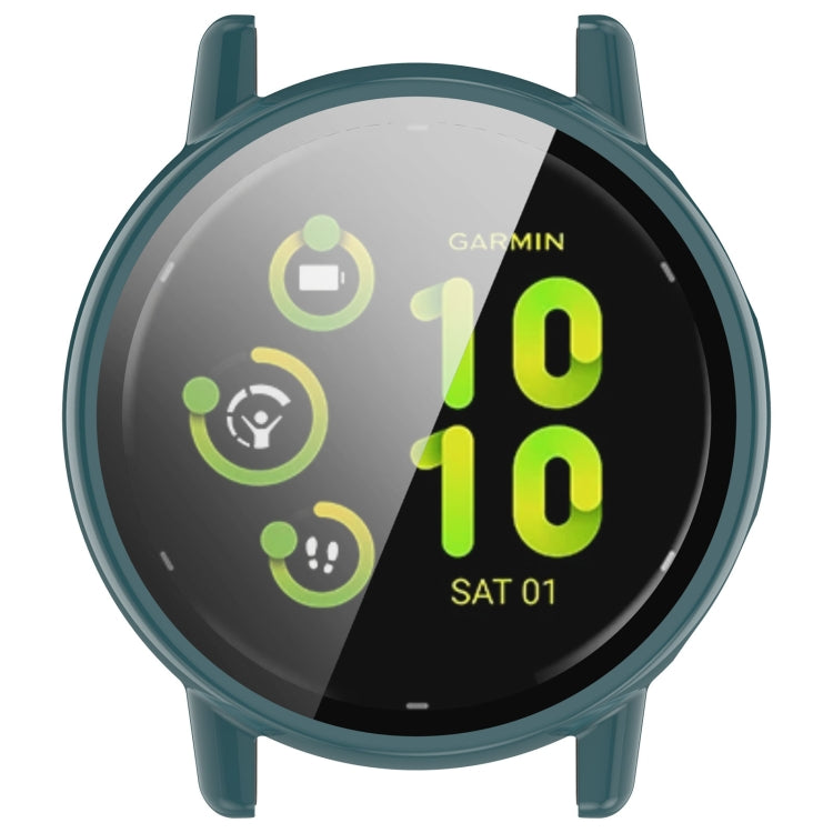 For Garmin vivoactive 5 / Active 5 PC + Tempered Film Integrated Watch Protective Case(Green) - Watch Cases by PMC TechLife | Online Shopping South Africa | PMC TechLife