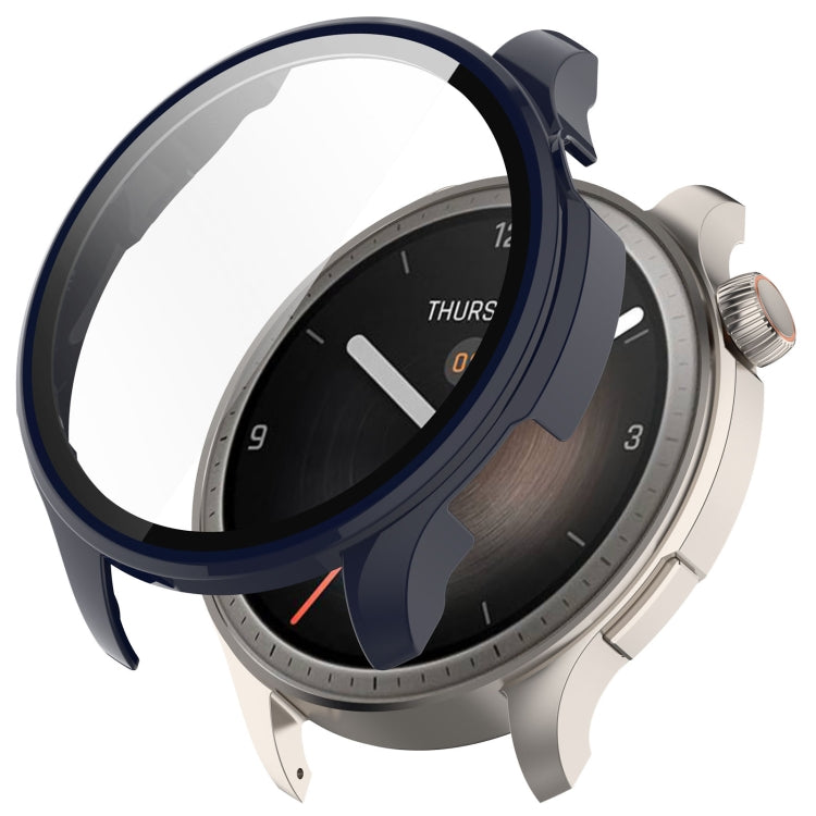 For Amazfit Balance A2286 PC + Tempered Film Integrated Watch Protective Case(Ink Blue) - Watch Cases by PMC TechLife | Online Shopping South Africa | PMC TechLife