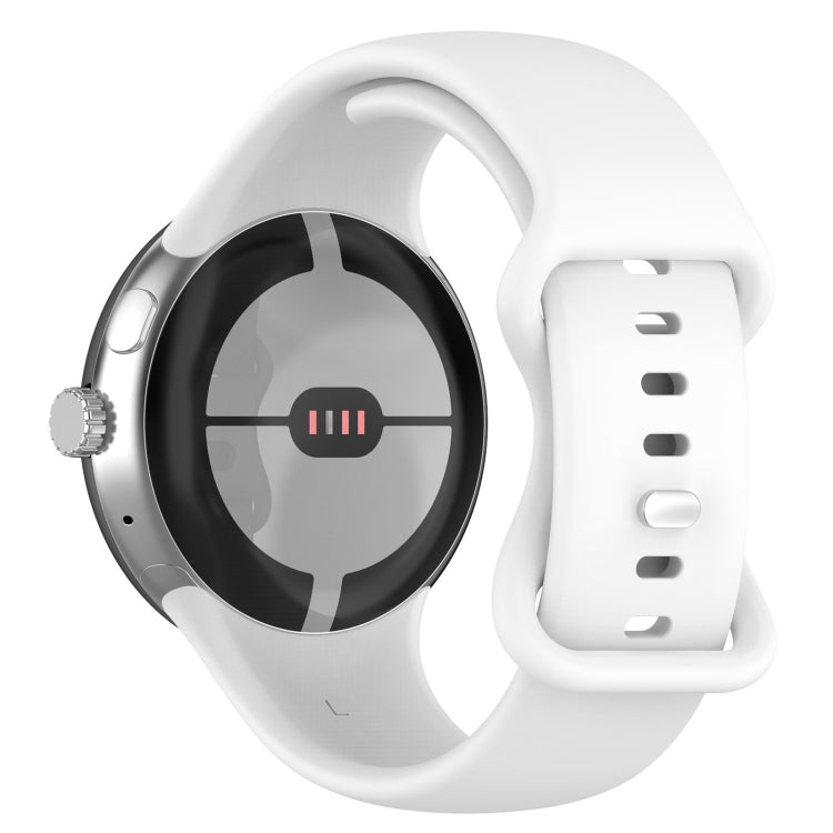 For Google Pixel Watch 2 Solid Color Silicone Watch Band, Size:S Size(White) - Watch Bands by PMC TechLife | Online Shopping South Africa | PMC TechLife