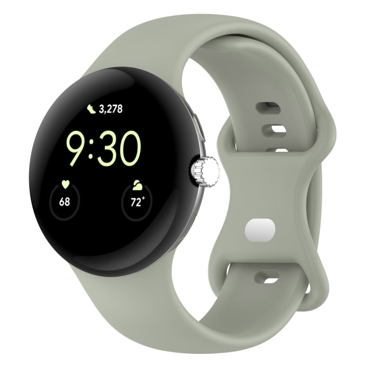 For Google Pixel Watch 2 Solid Color Silicone Watch Band, Size:S Size(Grey Green) - Watch Bands by PMC TechLife | Online Shopping South Africa | PMC TechLife