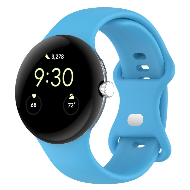 For Google Pixel Watch 2 Solid Color Silicone Watch Band, Size:S Size(Sky Blue) - Watch Bands by PMC TechLife | Online Shopping South Africa | PMC TechLife