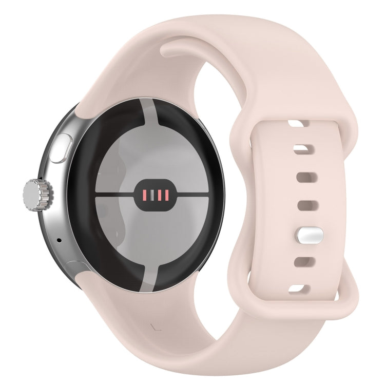 For Google Pixel Watch 2 Solid Color Silicone Watch Band, Size:S Size(Pink) - Watch Bands by PMC TechLife | Online Shopping South Africa | PMC TechLife