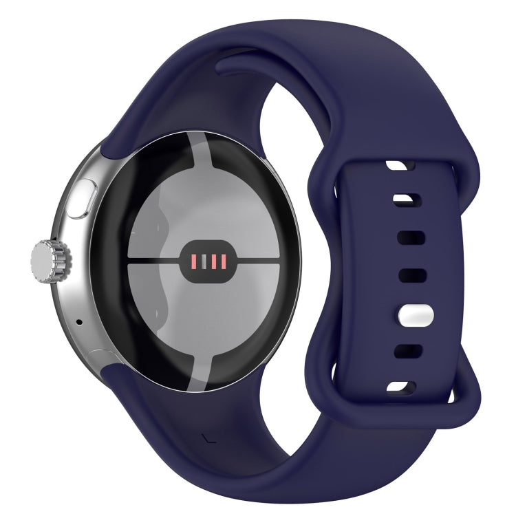 For Google Pixel Watch 2 Solid Color Silicone Watch Band, Size:S Size(Blue) - Watch Bands by PMC TechLife | Online Shopping South Africa | PMC TechLife