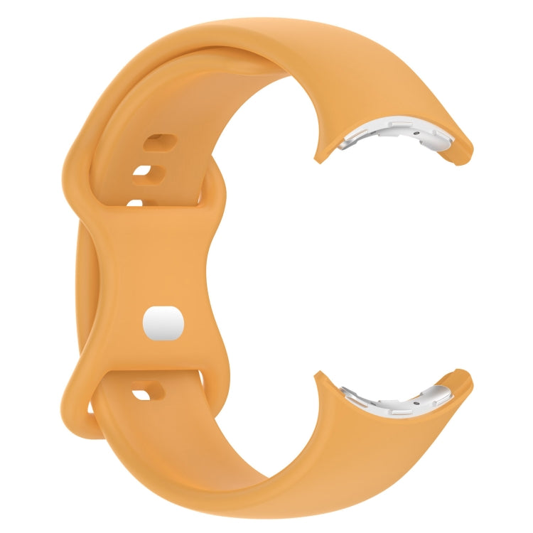 For Google Pixel Watch 2 Solid Color Silicone Watch Band, Size:L Size(Yellow) - Watch Bands by PMC TechLife | Online Shopping South Africa | PMC TechLife