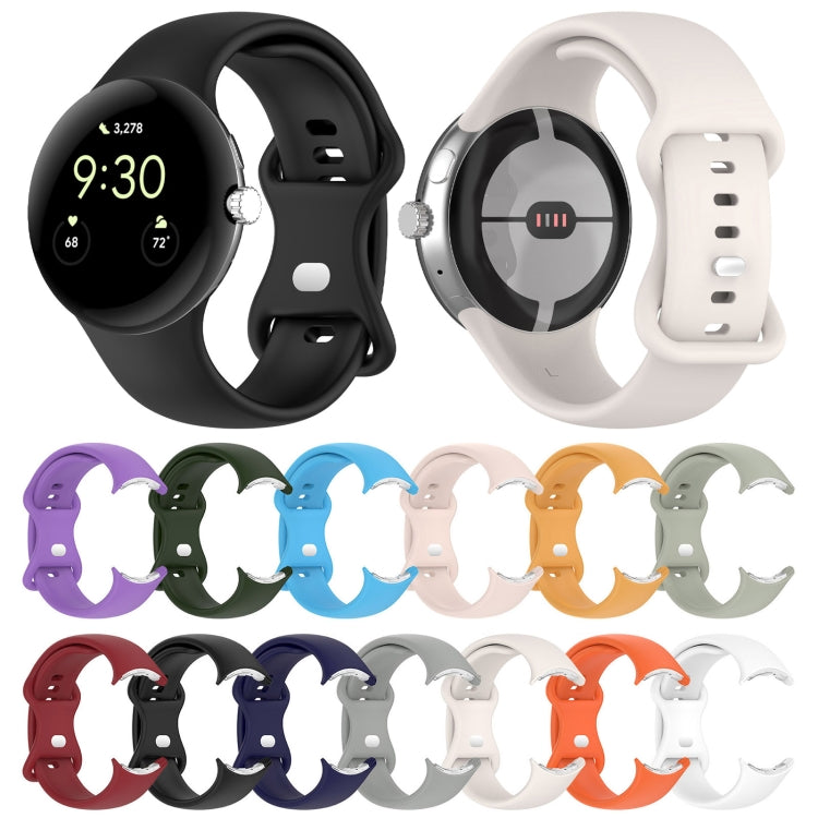 For Google Pixel Watch 2 Solid Color Silicone Watch Band, Size:S Size(Yellow) - Watch Bands by PMC TechLife | Online Shopping South Africa | PMC TechLife