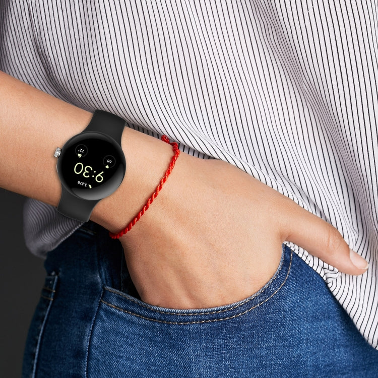 For Google Pixel Watch 2 Solid Color Silicone Watch Band, Size:S Size(Grey Green) - Watch Bands by PMC TechLife | Online Shopping South Africa | PMC TechLife