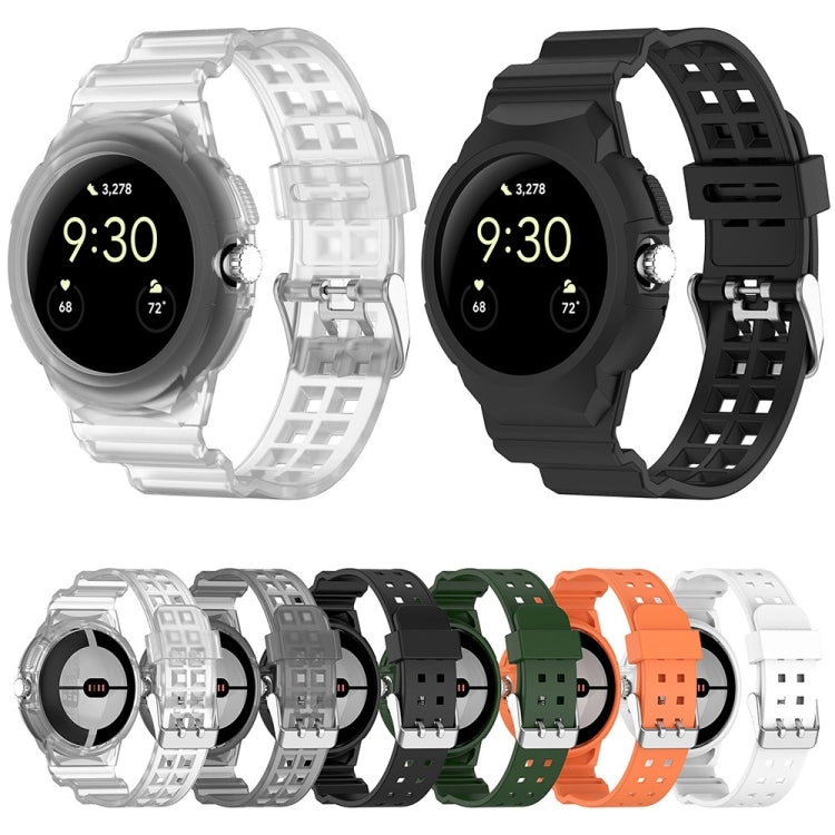 For Google Pixel Watch 2 Integrated Fully Enclosed Silicone Watch Band(Army Green) - Watch Bands by PMC TechLife | Online Shopping South Africa | PMC TechLife
