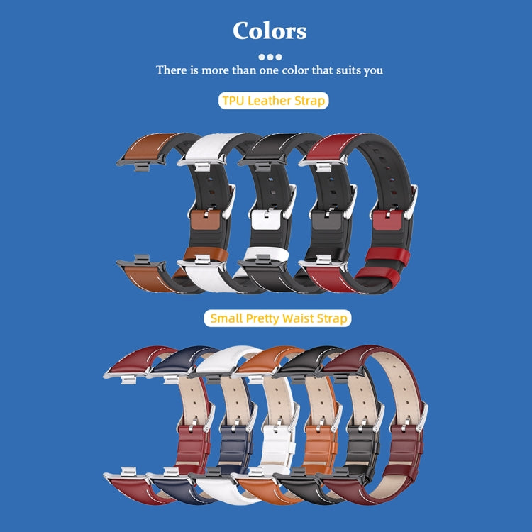 For Xiaomi Smart Band 9 Pro / 8 Pro Mijobs Genuine Leather Slim Watch Band(Red Silver) - Watch Bands by MIJOBS | Online Shopping South Africa | PMC TechLife | Buy Now Pay Later Mobicred