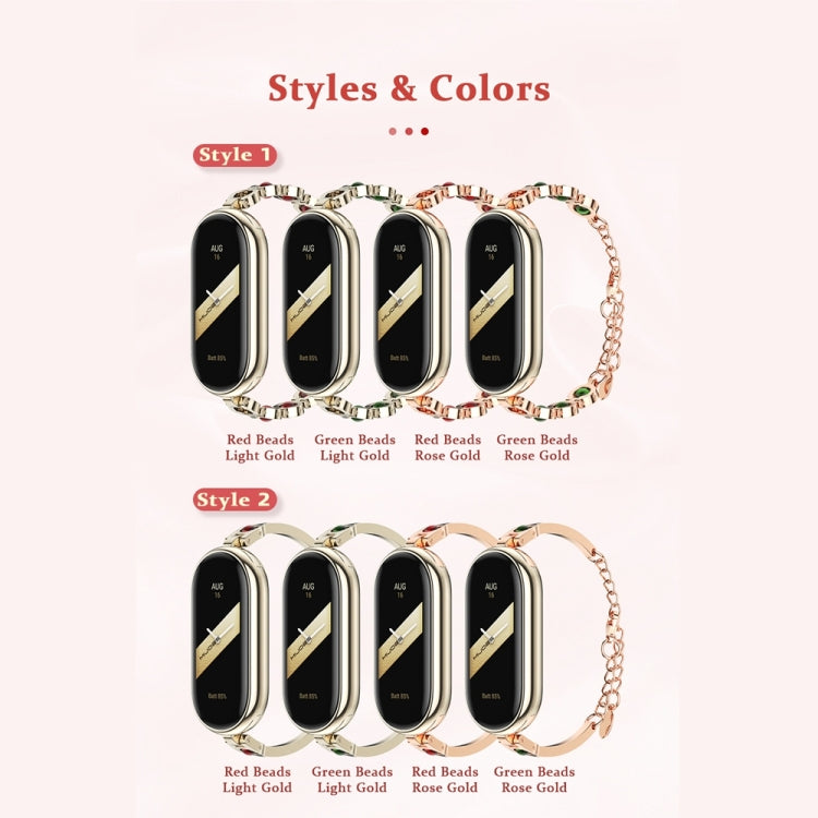 For Xiaomi Mi Band 8 Mijobs Mermaid Beauty Bracelet Watch Band(Rose Gold Red) - Watch Bands by MIJOBS | Online Shopping South Africa | PMC Jewellery