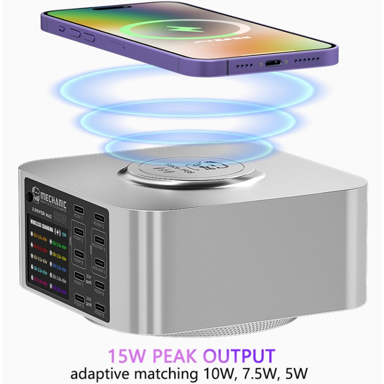 Mechanic X-Power Series Multiport Digital Display USB Charger Station with Wireless Charging, Total Power:200W(EU Plug) - Dock Charger by MECHANIC | Online Shopping South Africa | PMC Jewellery | Buy Now Pay Later Mobicred