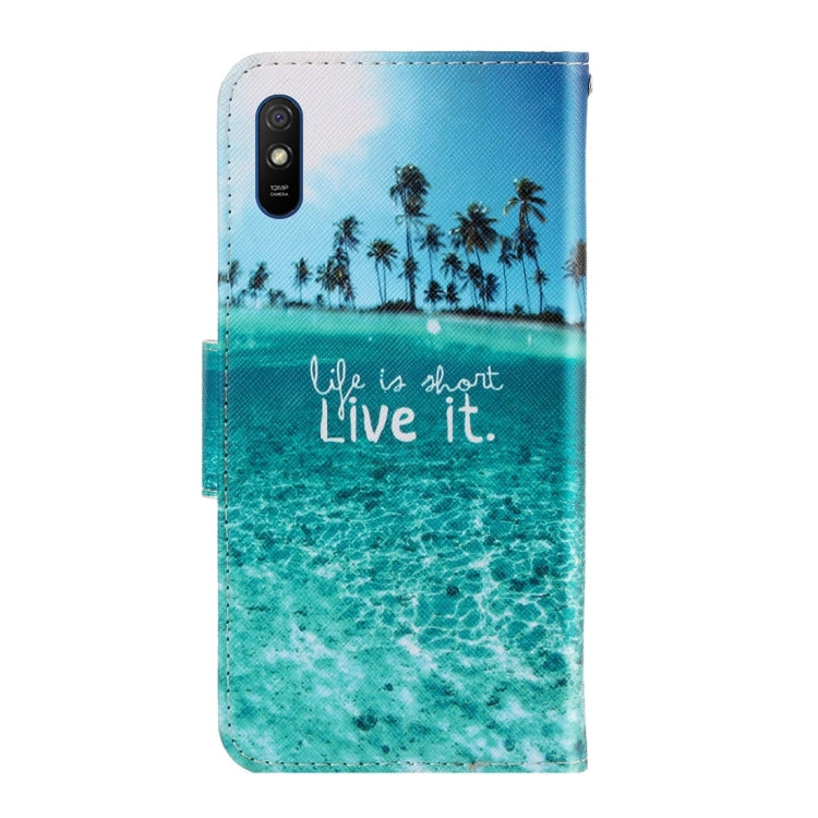 For Xiaomi Redmi 9A 3D Colored Drawing Horizontal Flip PU Leather Case with Holder & Card Slots & Wallet(Coconut Tree) - Xiaomi Cases by PMC Jewellery | Online Shopping South Africa | PMC Jewellery