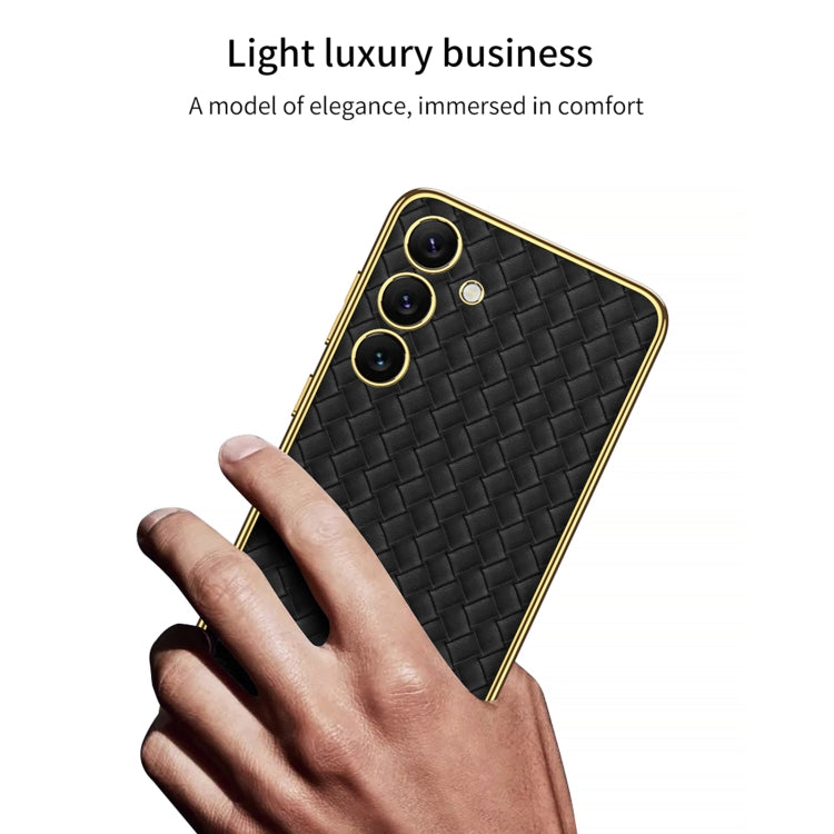 For Samsung Galaxy S24+ 5G GKK Weave Texture Electroplating PU Protective Phone Case(Purple) - Galaxy S24+ 5G Cases by GKK | Online Shopping South Africa | PMC TechLife | Buy Now Pay Later Mobicred