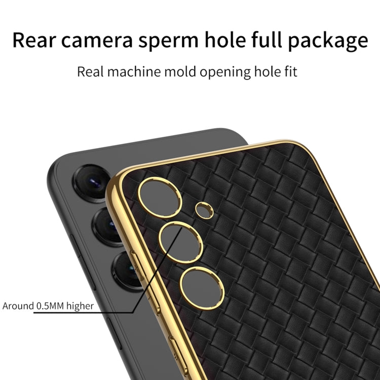 For Samsung Galaxy S24+ 5G GKK Weave Texture Electroplating PU Protective Phone Case(Purple) - Galaxy S24+ 5G Cases by GKK | Online Shopping South Africa | PMC TechLife | Buy Now Pay Later Mobicred