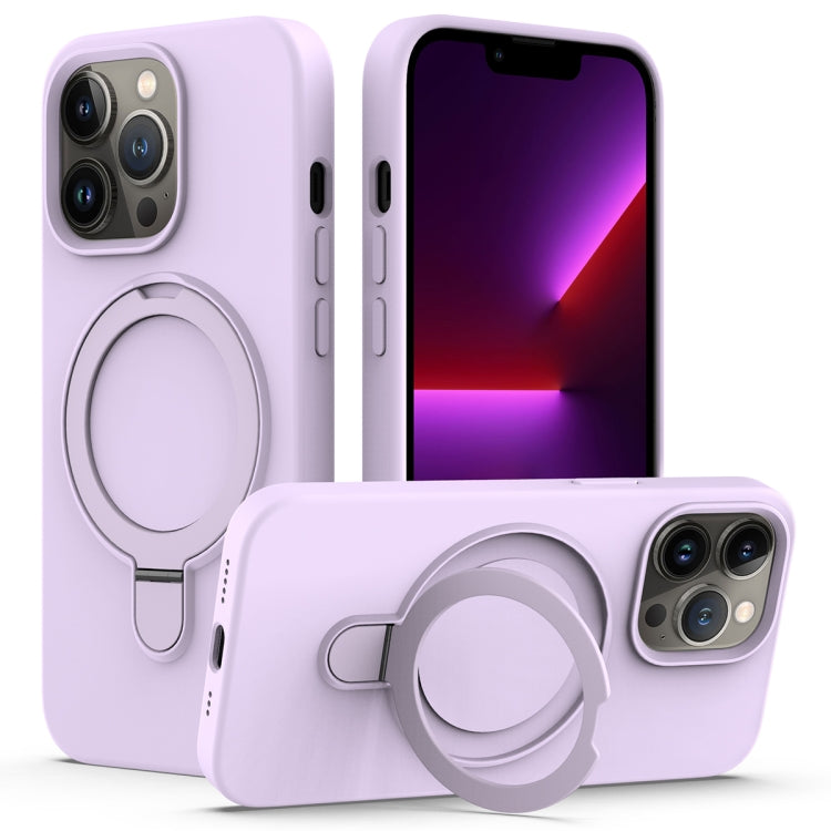 For iPhone 13 Pro Max Liquid Silicone MagSafe Magnetic Phone Case with Ring Holder(Lilac Purple) - free shipping - PMC TechLife - Order now!