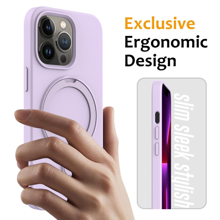 For iPhone 13 Pro Max Liquid Silicone MagSafe Magnetic Phone Case with Ring Holder(Lilac Purple) - free shipping - PMC TechLife - Order now!