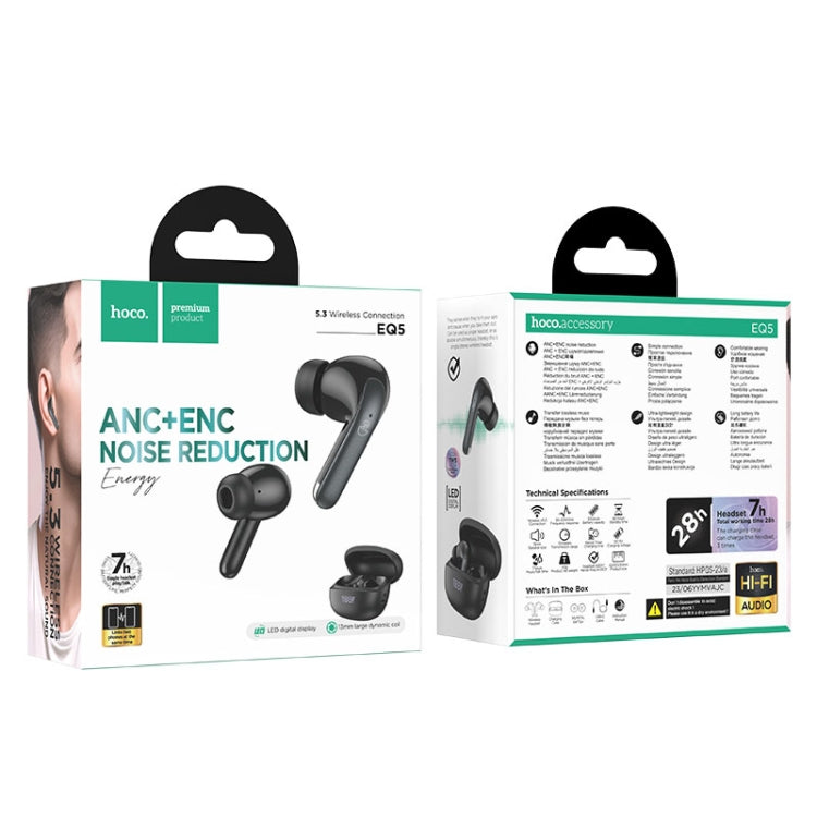 hoco EQ5 True Wireless ANC+ENC Dual Noise Reduction Bluetooth Earphone(Black) - Bluetooth Earphone by hoco | Online Shopping South Africa | PMC Jewellery | Buy Now Pay Later Mobicred