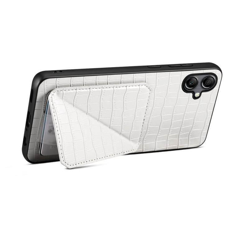 For Samsung Galaxy A51 5G Denior Imitation Crocodile Leather Back Phone Case with Holder(White) - Galaxy Phone Cases by Denior | Online Shopping South Africa | PMC TechLife | Buy Now Pay Later Mobicred