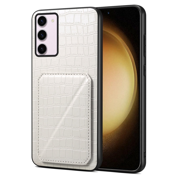 For Samsung Galaxy S23+ 5G Denior Imitation Crocodile Leather Back Phone Case with Holder(White) - free shipping - PMC TechLife - Order now!