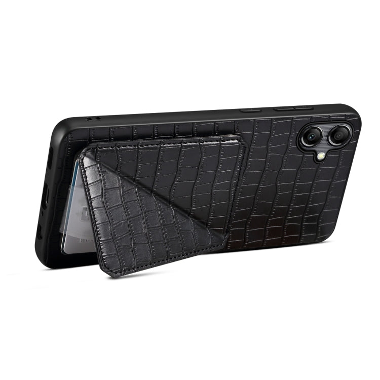 For Samsung Galaxy S23 Ultra 5G Denior Imitation Crocodile Leather Back Phone Case with Holder(Black) - Galaxy S23 Ultra 5G Cases by Denior | Online Shopping South Africa | PMC Jewellery