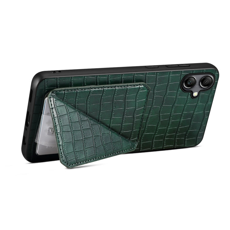 For Samsung Galaxy S24+ 5G Denior Imitation Crocodile Leather Back Phone Case with Holder(Green) - Galaxy S24+ 5G Cases by Denior | Online Shopping South Africa | PMC TechLife